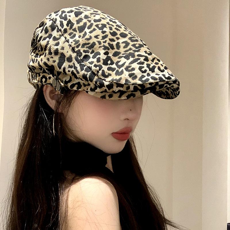 Summer Thin Leopard Print Niche Design Sense Forward Hat Woman