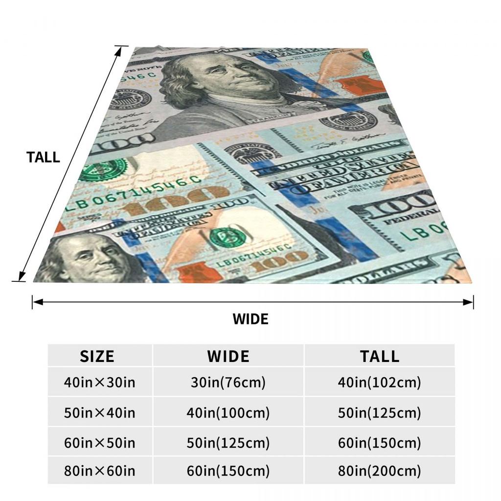 Giant Money Background 100 Dollar Bills Manga Blanket Soft Warm Flannel Throw Blanket Bedding for Bed Picnic Travel Home Couch