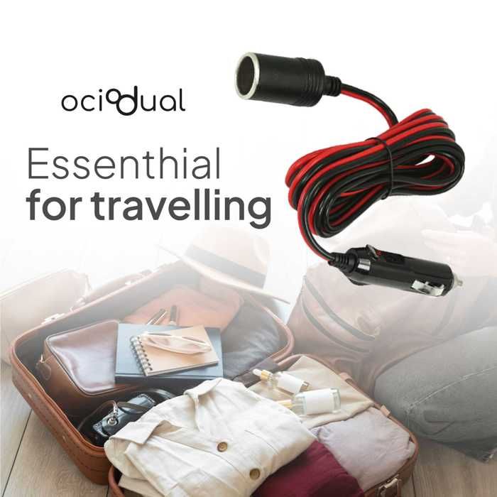 Rallonge Allume Cigare - OCIODUAL - 12V - 1 Mètre - Universelle - Rouge et Noir