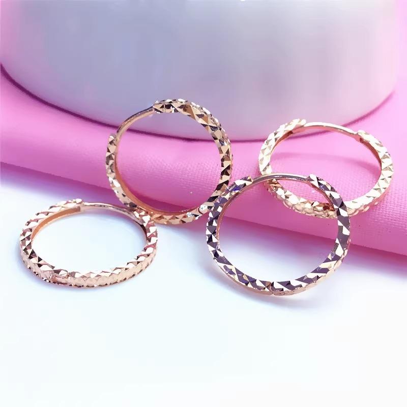 Exquisite Russian 585 Purple Gold Fashion Gypsy Ear Buckle Fashion Rose Gold Pattern Plain Gold Earrings