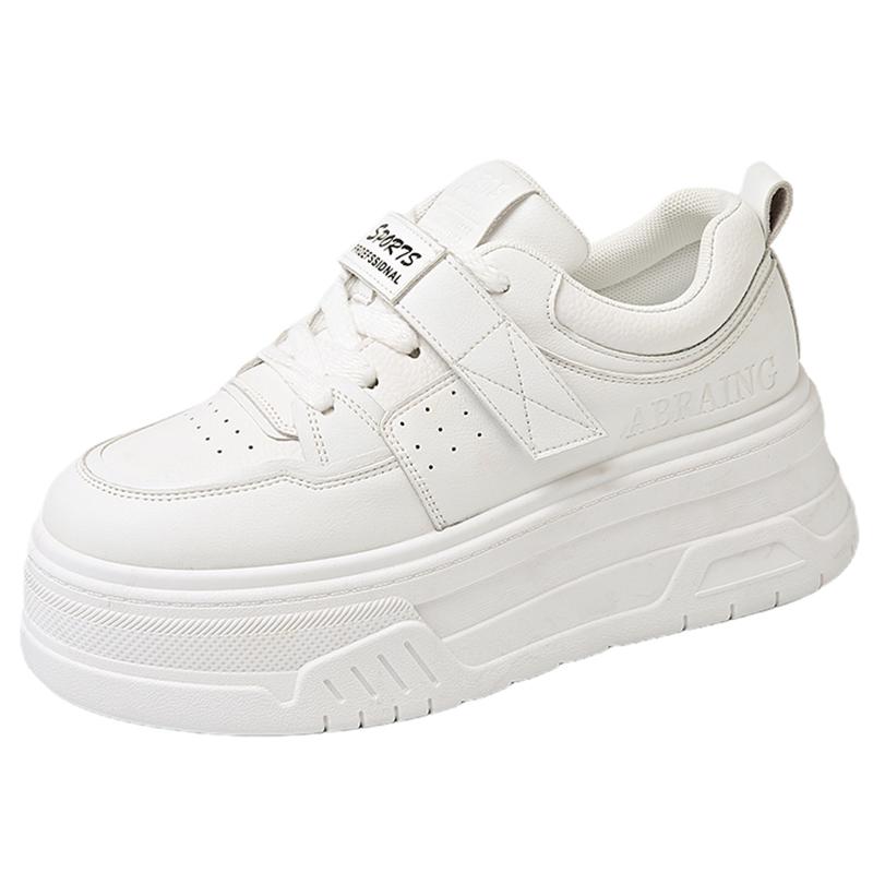 

Fashion Thick Bottom Vulcanzied Shoes Female Solid Color Chunky Platfrom Sneakers Woman Pu Leather Non-Slip Casual Shoes Spring 2025 40 белый
