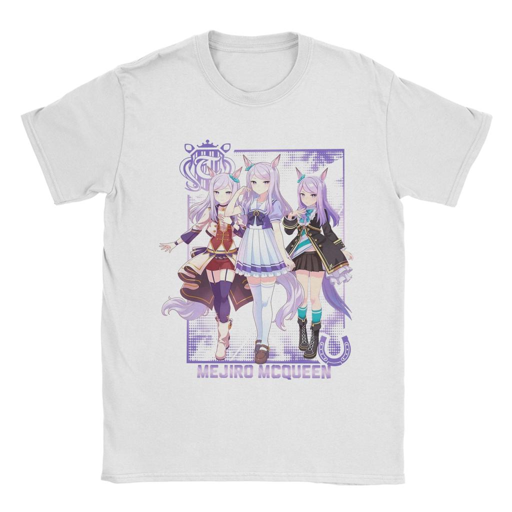 Mejiro McQueen Uma Musume Anime T-Shirts for Men  Vintage Pure Cotton Tees O Neck Short Sleeve T Shirts Graphic Tops