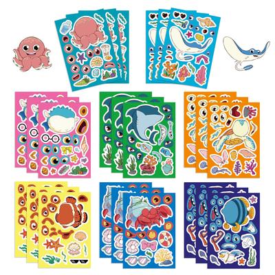 8 Cartoon Marine Animals Make A Face Face Change Sticker DIY Hand Account Small Card Mobile Phone Case Decoration