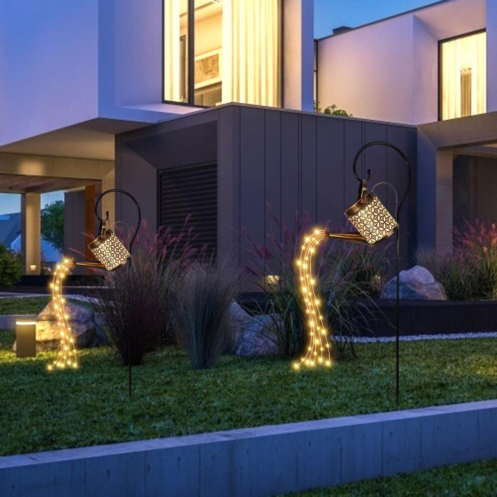 Solar LED Watering Can Light Sprinkles Fairy Waterproof Shower LED Light Lantern for Outdoor Garden Lighting Lawn Landscape Lamp