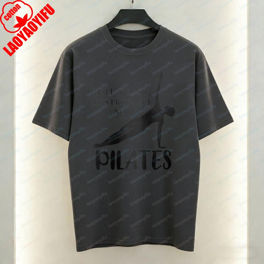 Pilates Women TShirt Simple Side Plank Exercise Graphic Tops Unisex Fitness Casual Cotton Tee Gym Breathable Clothes Ropa Mujer