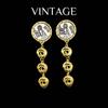 Vintage Shoulder Sweeping Double Color Coin Style Western Retro 925 Silver Needle Earrings