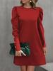 New Autumn/Winter Women's Puff Sleeve Buttoned Long Sleeve Dress
