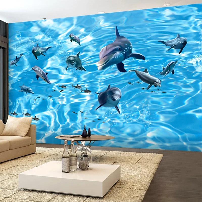 Dolphin Photo Wallpaper Kids' Room Wall Paper Sofa Backdrop Poster Home Decor Large Mural