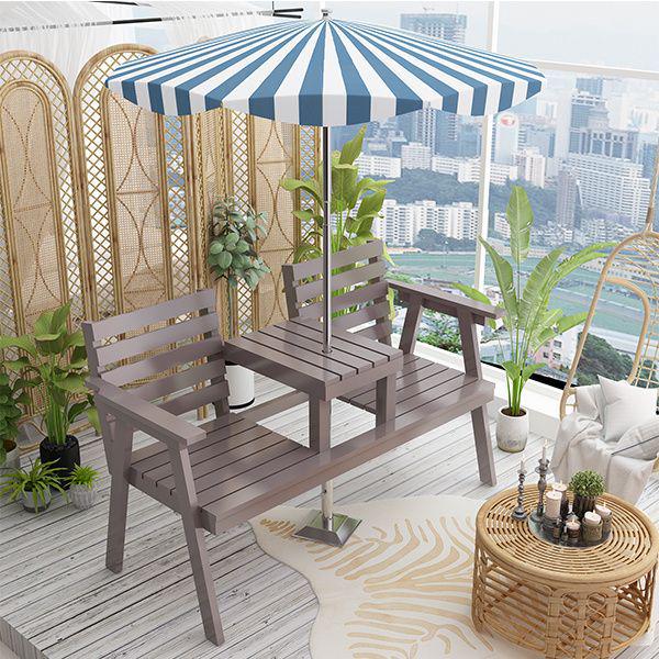 Solid Wood Outdoor Folding Bench Chair for Garden, Courtyard, or Balcony