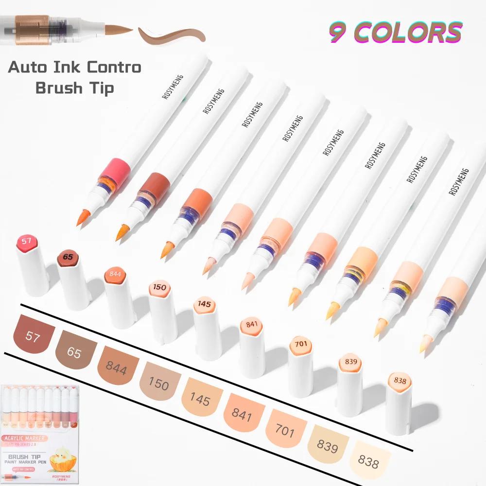 ROSYMENG 126/9 Colors Acrylic Paint Marker Pens Soft Brush Professional Drawing Pens PK LANGUO School Stationery Art Supplies