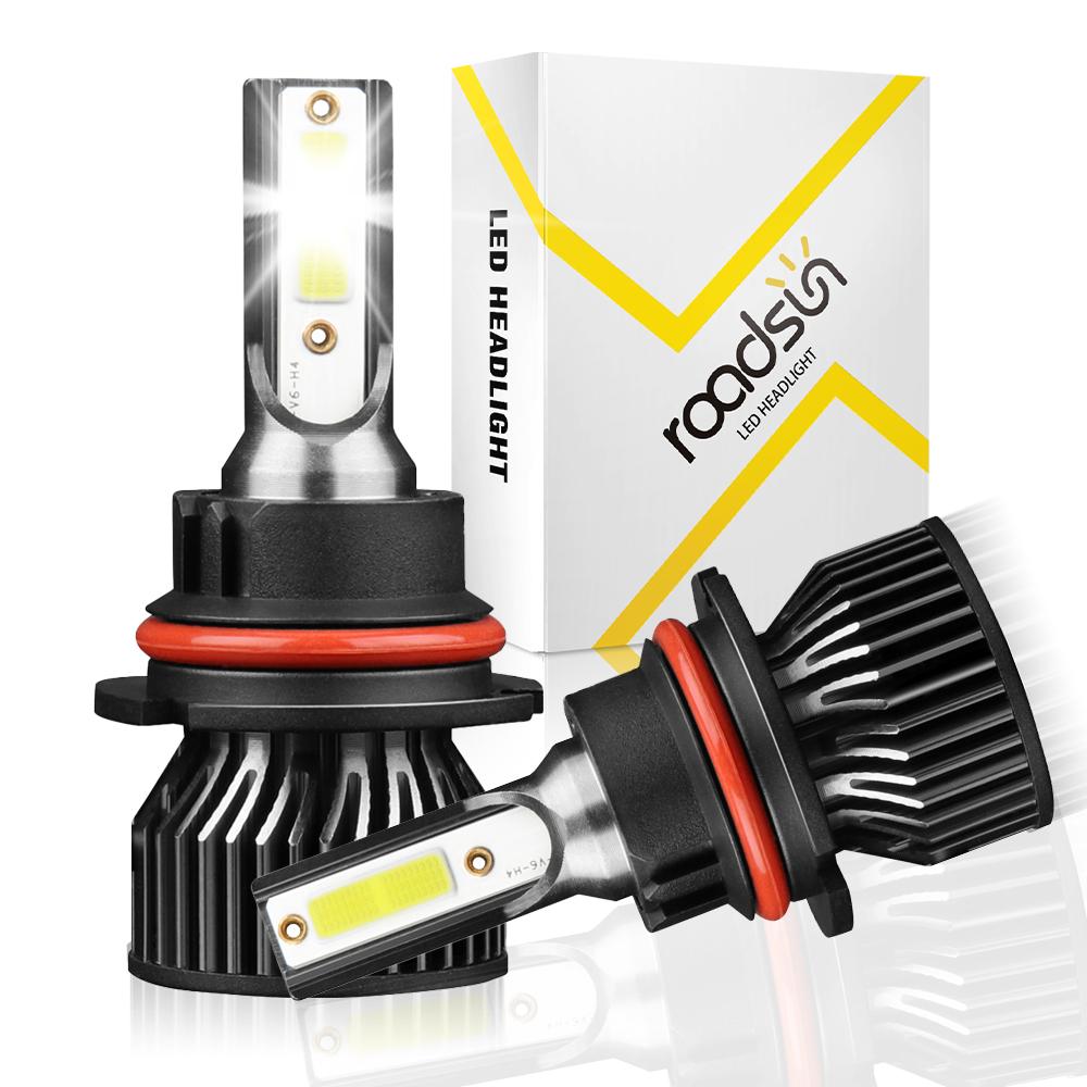 

2 шт. Светодиодная лампа для автомобильной фары 9007 дальний/ближний свет 15000 лм 6500 К ходовой передний свет COB чипы охлаждающий вентилятор DC12V Автомобильная фара 9007/HB5 Hi/Lo