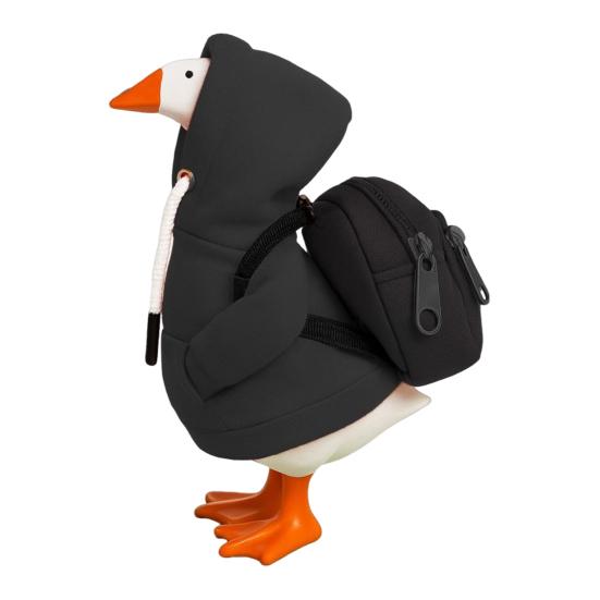 Mini Goose Hoodie with Backpack 7 Inch Desk Goose Outfit Mini Porch Goose Costume Magnetic Goose Statue Key Holder Clothes