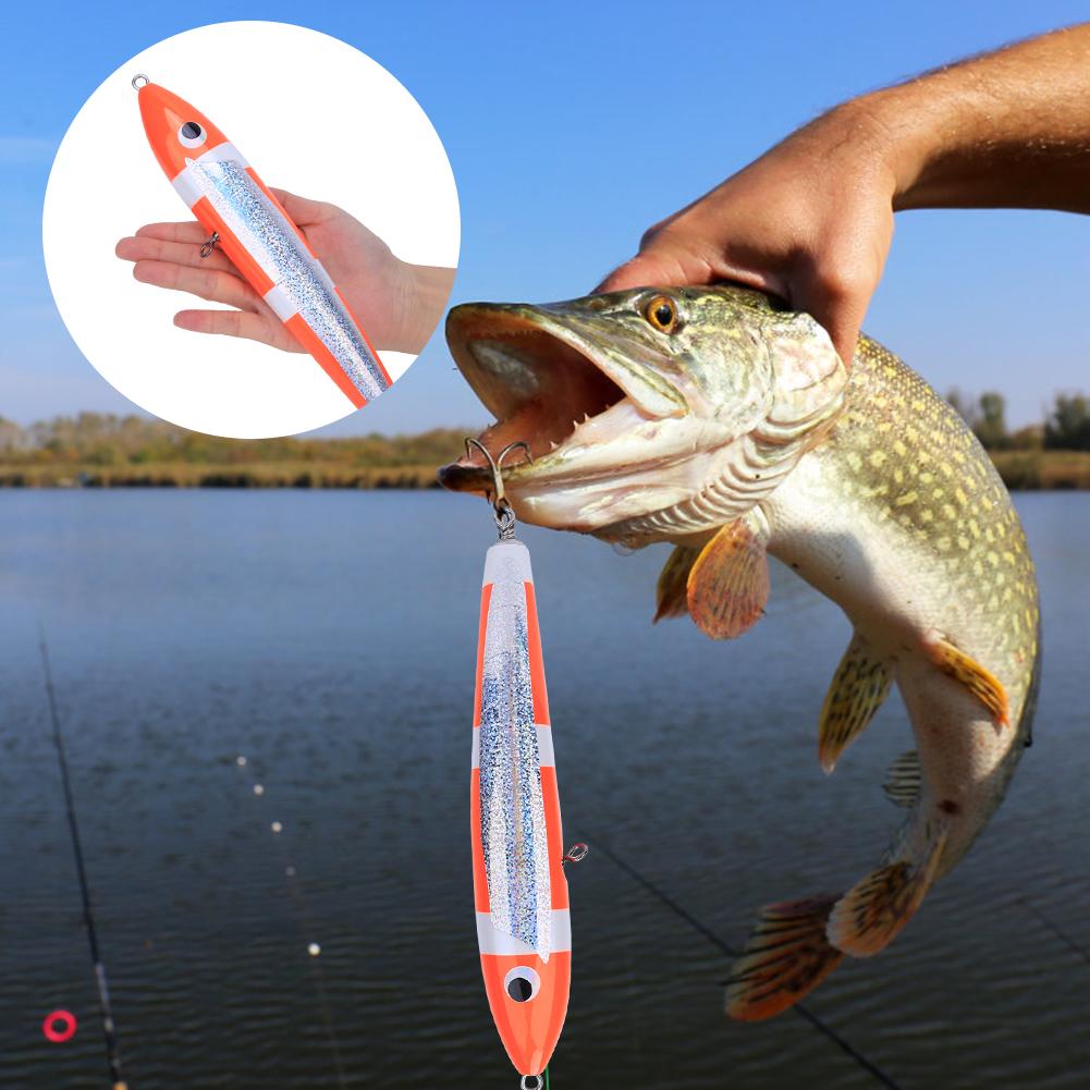 90g Sea Fishing Pencil Wooden Artificial Lifelike Tuna Lures Fishing Baits Fish Tackle AccessoryYellow