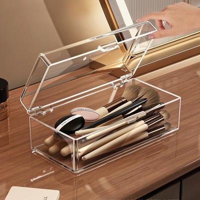 Acryl-Make-up-Organizer mit Belüftung - Aufbewahrungsbox mit Fächern für Puderquasten, Pinsel, Lippenstifte Schimmelresistentes Schminkregal für das Schlafzimmer