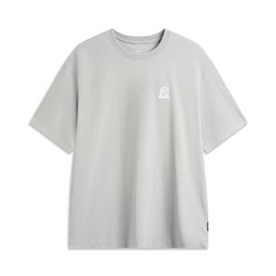 Li Ning CF Outdoor Sports Simple Versatile Round Neck Short Sleeve T-Shirt Men Tops Brick-Gray ATSV177-5