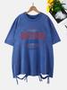 Vintage League Letter Prints Washed TShirts Women Cottontops Comfortable ONeck Oversize T Shirts Fashion Womans Streetwear