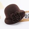 Hat Women's autumn and winter woolen hat British retro bowler hat Elegant and fashionable flower fashion hat Felt hat Trendy and casual