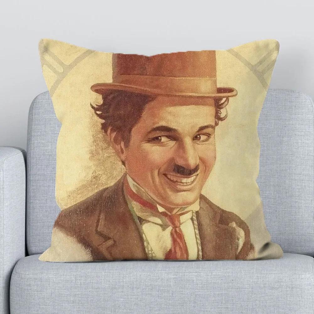 

Charlie Chaplin Duple Printing Pillowcase _ Cushion Cover _ Covers for Bed Pillows Short Plush Fall Decoration Pillowz,(1) 66x66cm