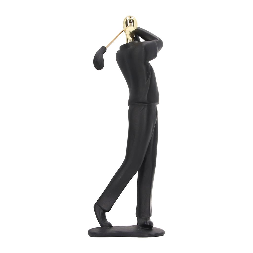 Golfer Figurine Matte Black Beautiful Posture Antislip Base Smoothing Line Golfer Man Statue for Bookshelf Desk Cabinet