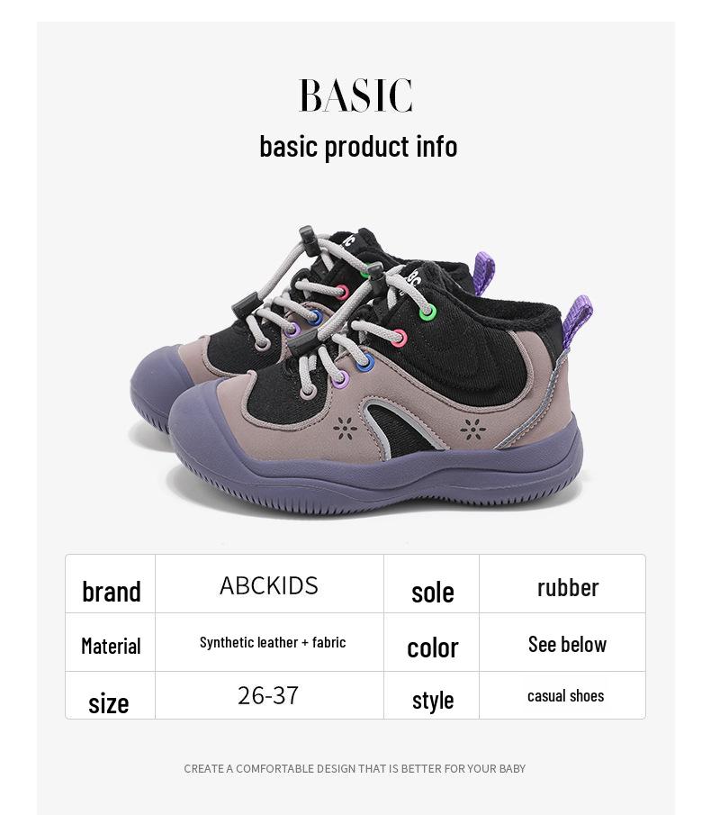 Abckids Winter Hiking Shoes for Kids - Non-slip Thick Sole, Warm Cotton Lining for Boys & Girls
