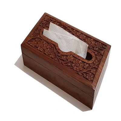 22.86 Cm Wooden Tissue Napkin Holder Box, Decorative Wood Carvings Facial Napkins Holder Box for Dining Table, Kitchen, Home Gift