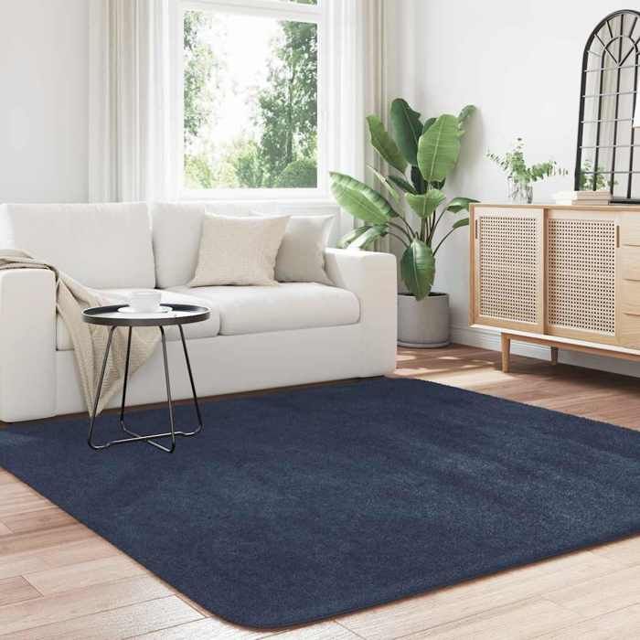 VidaXL Tapis shaggy à poils longs bleu marine 200x200 cm polyester, tapis, tapis de chambre, tapis moderne, tapis de salon, 4102883