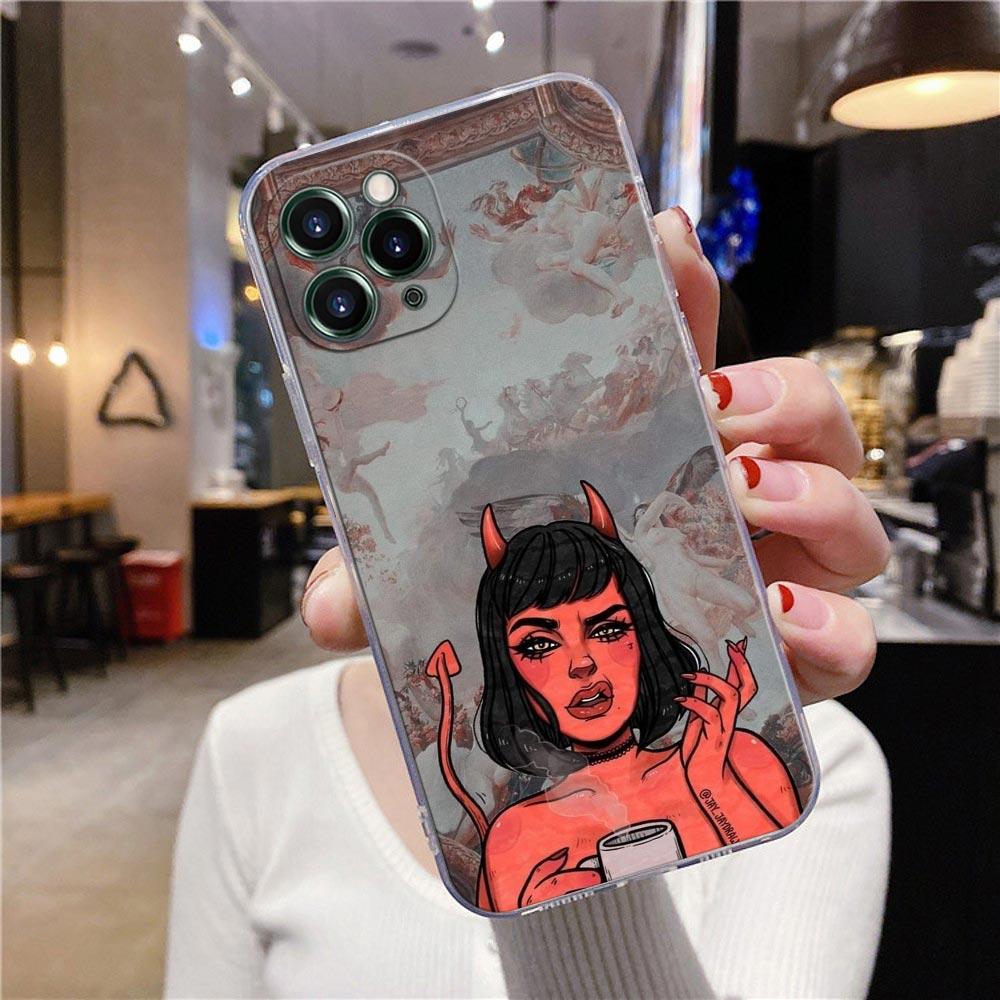 Przezroczyste etui na telefon do Apple iPhone 12 11 13 Pro Max mini XS X XR 7 8 Plus SE Etui pokrywa Gorętsze niż piekło Seksowna kobieta diabeł