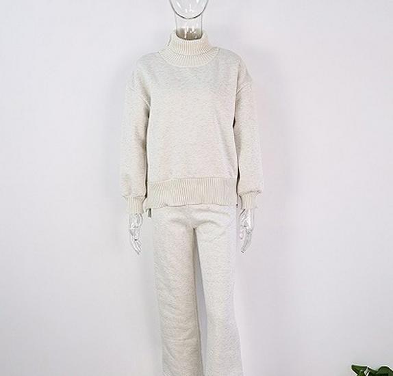 

2025 Spring-Autumn High Neck Side Zipper Knitted Sweater Set Small