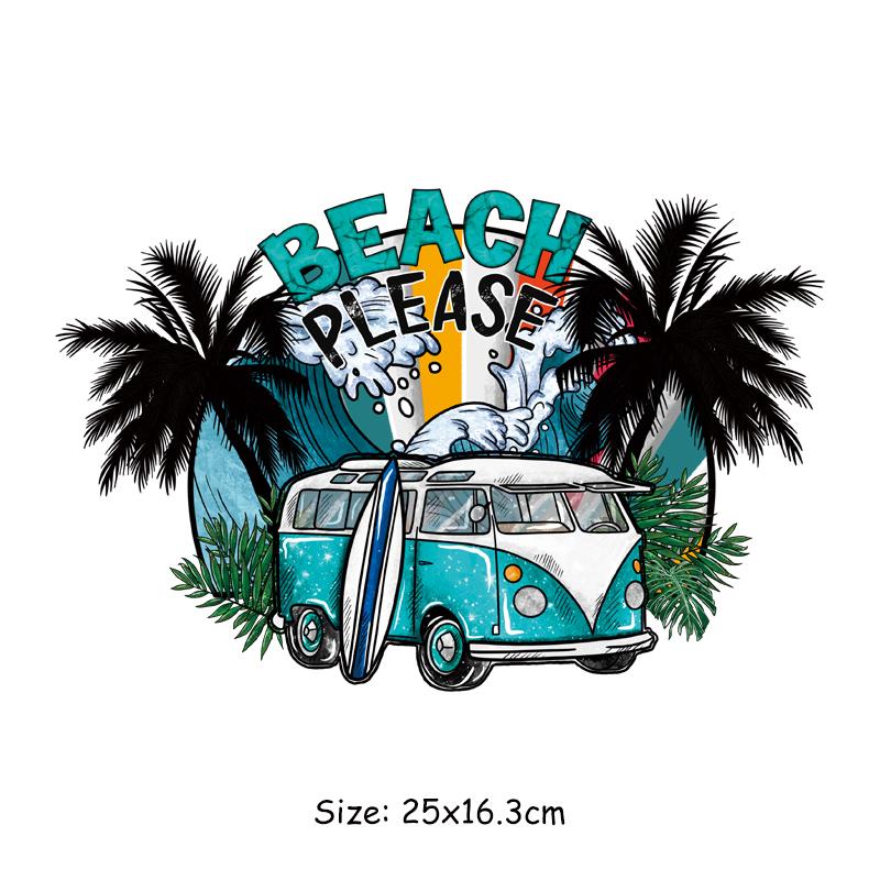 

Летние вибрации, термоклейкие нашивки для одежды, футболка с теплопередачей Parches Ropa, термоклеевые нашивки для одежды «сделай сам», наклейки с изображением закатов и солнечного света 25x16.3cm