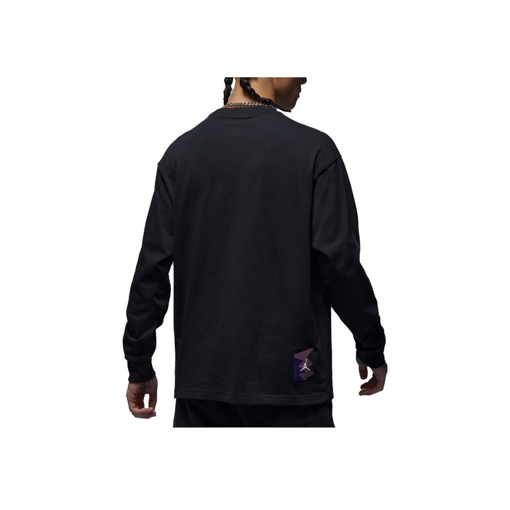 Jordan Flight MVP 85 Letter Print Sport Casual Crew Neck Long Sleeve Drop Shoulder T-Shirt Men Tops Black FD6944-010