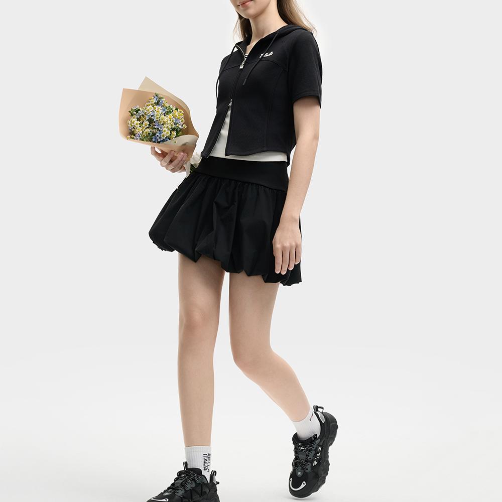 Fila Original Fashion Casual Knit Slim Fit Short Sleeve Jacket Women Jackets Black F11W529501F-BK