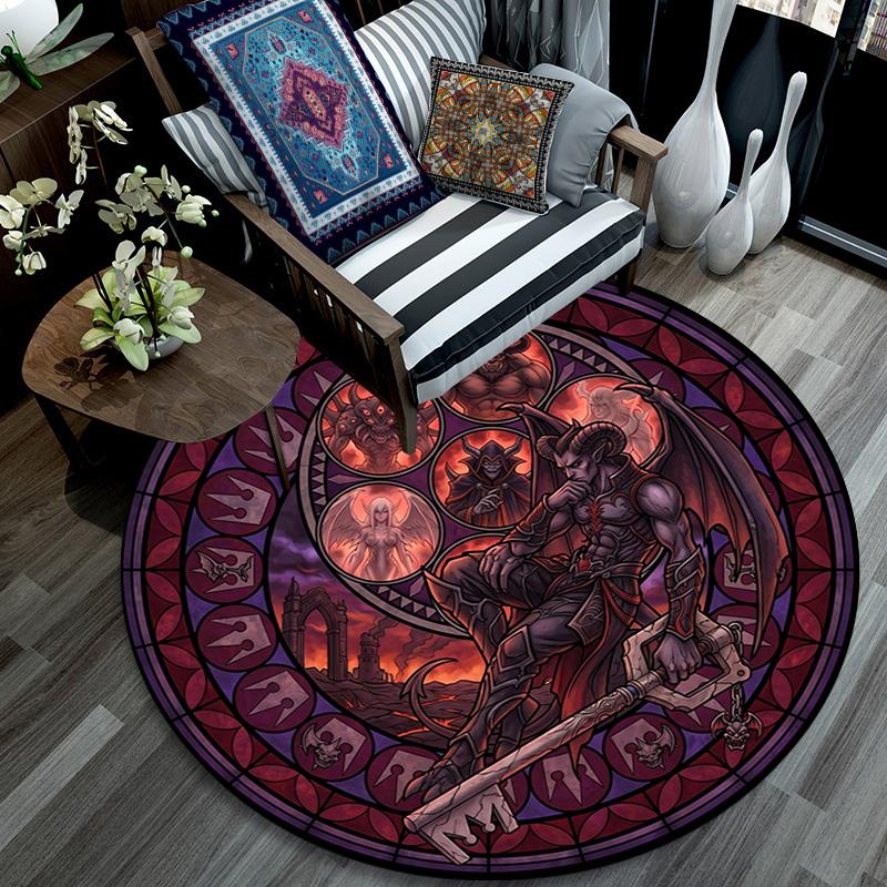Ragnarok Symbolism Round Area Rug Under Office Chairs Bedroom Living Room Home Decor