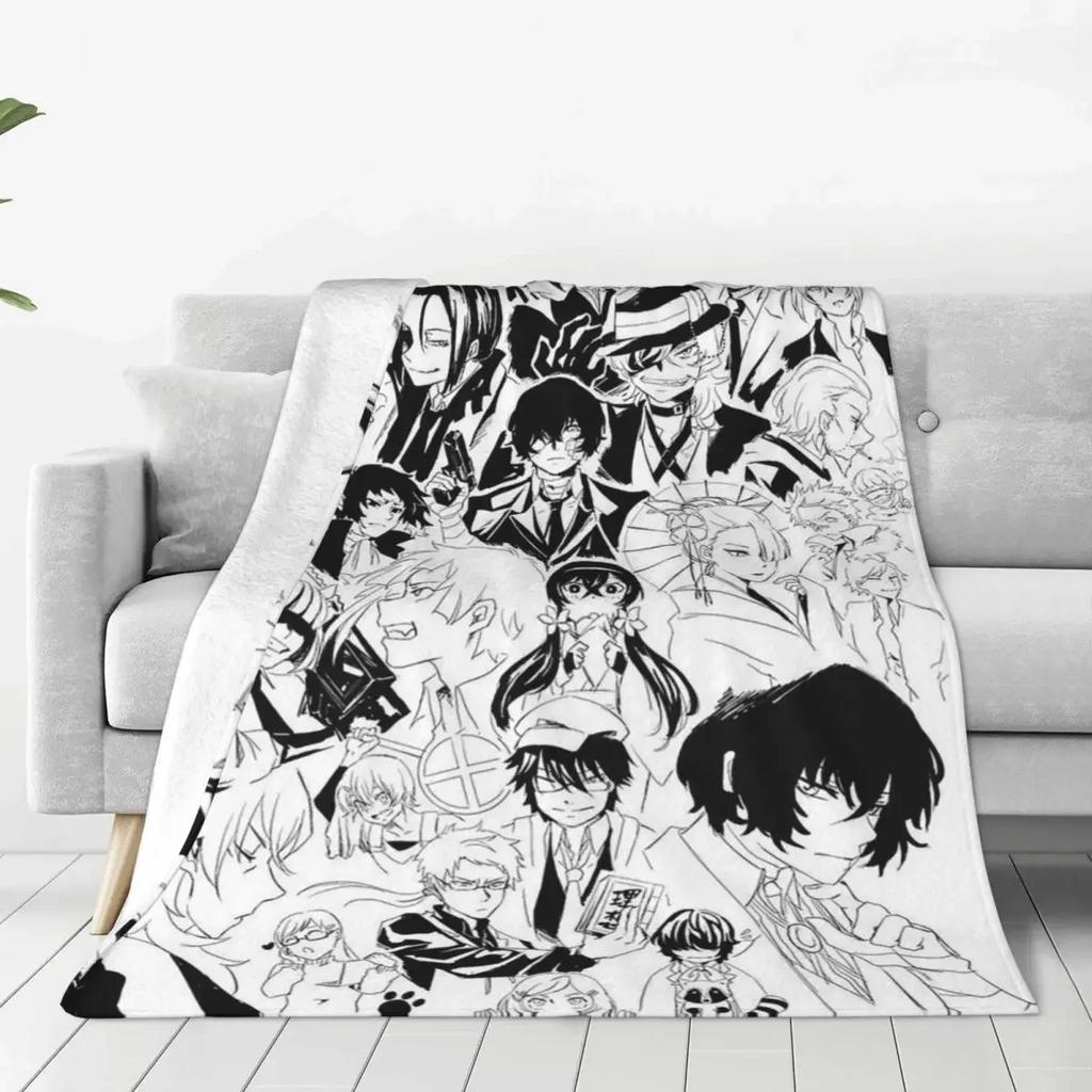 Bungou Stray Dogs Anime Manga Deken Velvet Dazai Osamu Lichtgewicht Worpdekens voor Vliegtuigreizen Slaapkamer Quilt