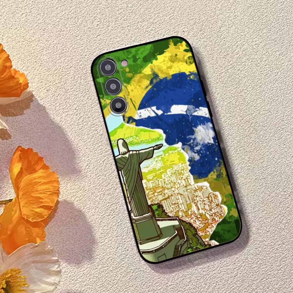Brazil Flag Support Phone Case Black Silicone Soft For Samsung Galaxy A73,A72,A71,A70,A53,A52,A51