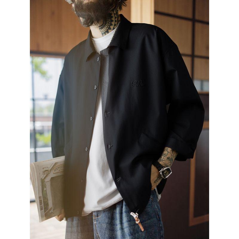 American Retro Barn-Style Lapel Coach Jacket for Men, Spring and Autumn Old Money Style Top, Export Men's Casual Outerwear