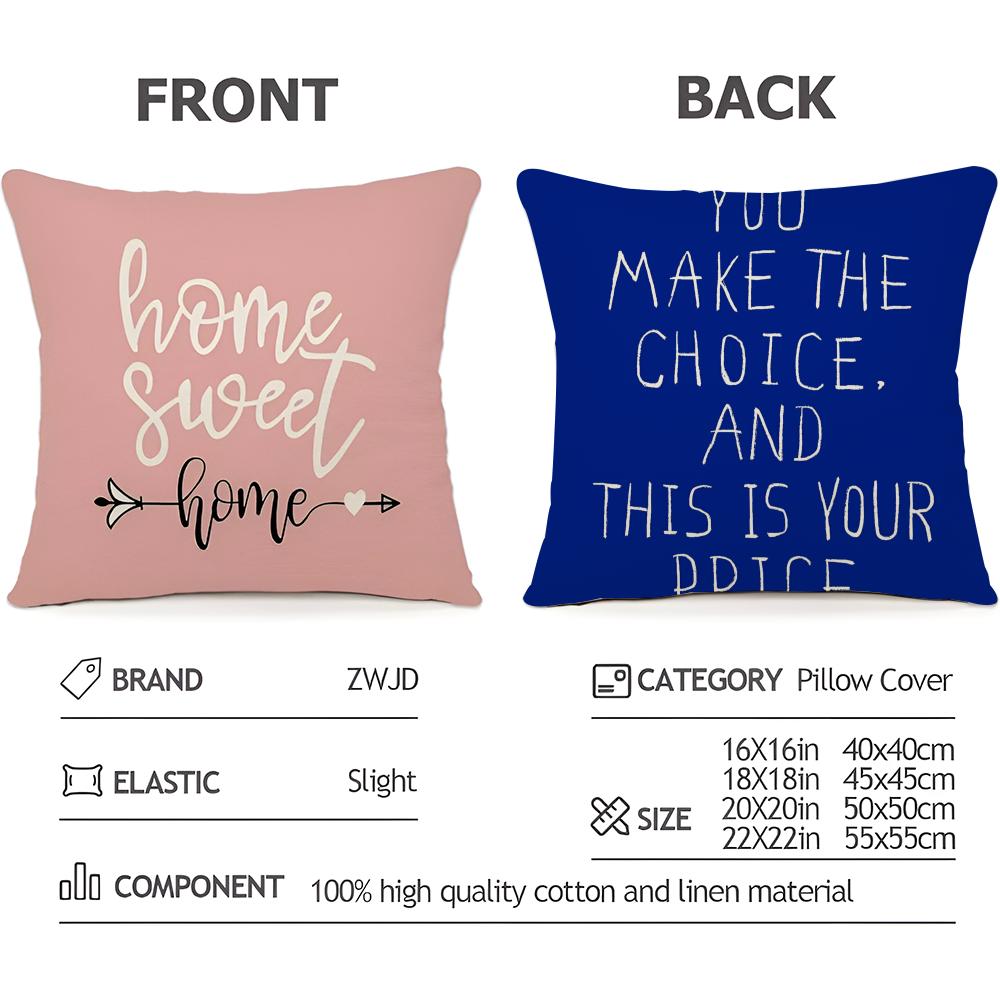 Classic lines Cushion Cover Household Decoration Linen Sofa Cushion Cover: Skin-Friendly & Breathable with Invisible Zipper