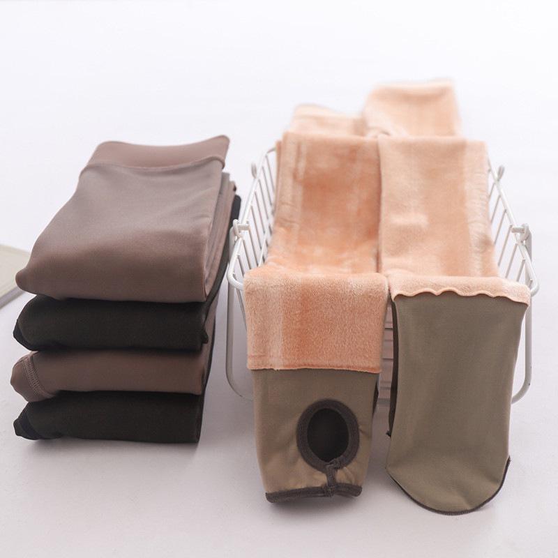 Stewardess Grey Sheer Plus Size Leggings with Faux See-Through Fleece-Lined Pantyhose for Autumn/Winter