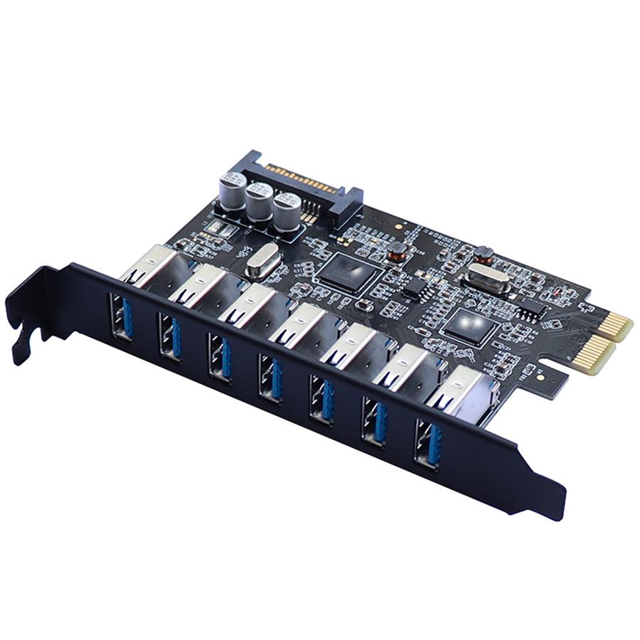 SuperSpeed USB 3.0 7 Port PCI-E Express Card with a 15pin SATA Power Connector PCIE Adapt VL805 and VL812 Chipsets