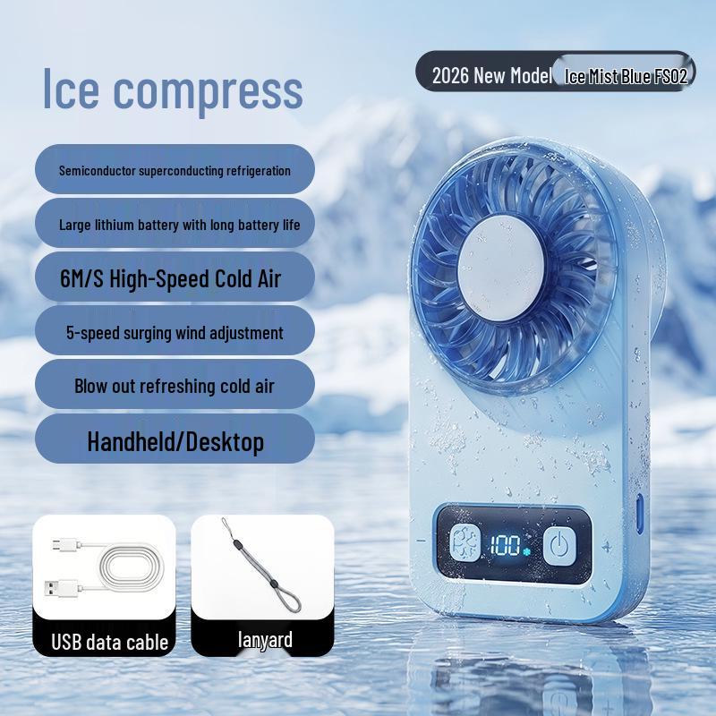 Ice Pack Portable USB Handheld Fan - Strong Wind Cooling for Outdoors