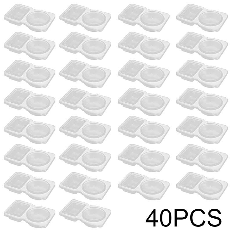 10/20/40PCS Double Compartment Seasoning Container with Lid Snack Containers Sauce Packaging Box for Daily Outdoor Picnics