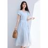 VICTORIA&VERA French Romantic Puff Sleeve Midi Dress