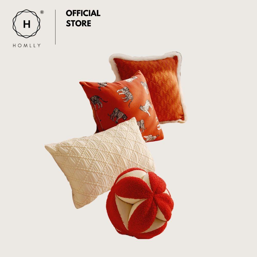 Homlly Orangey Printed Pillow Cushion Cover (X2PCS)