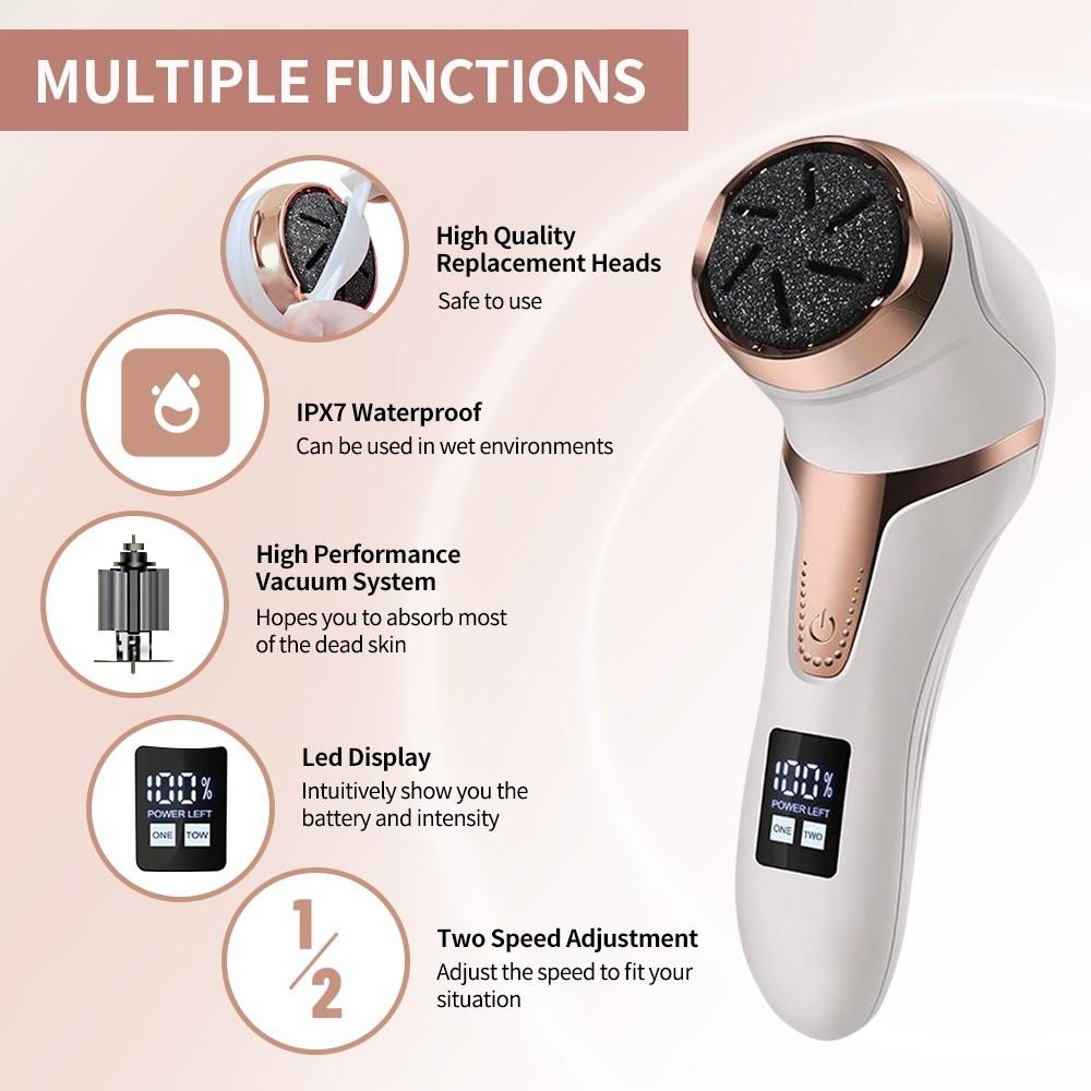 LCD Display Electric Dead Skin Callus Remover Rechargeable Electric Foot Grinding Machine Portable Foot Care Tool