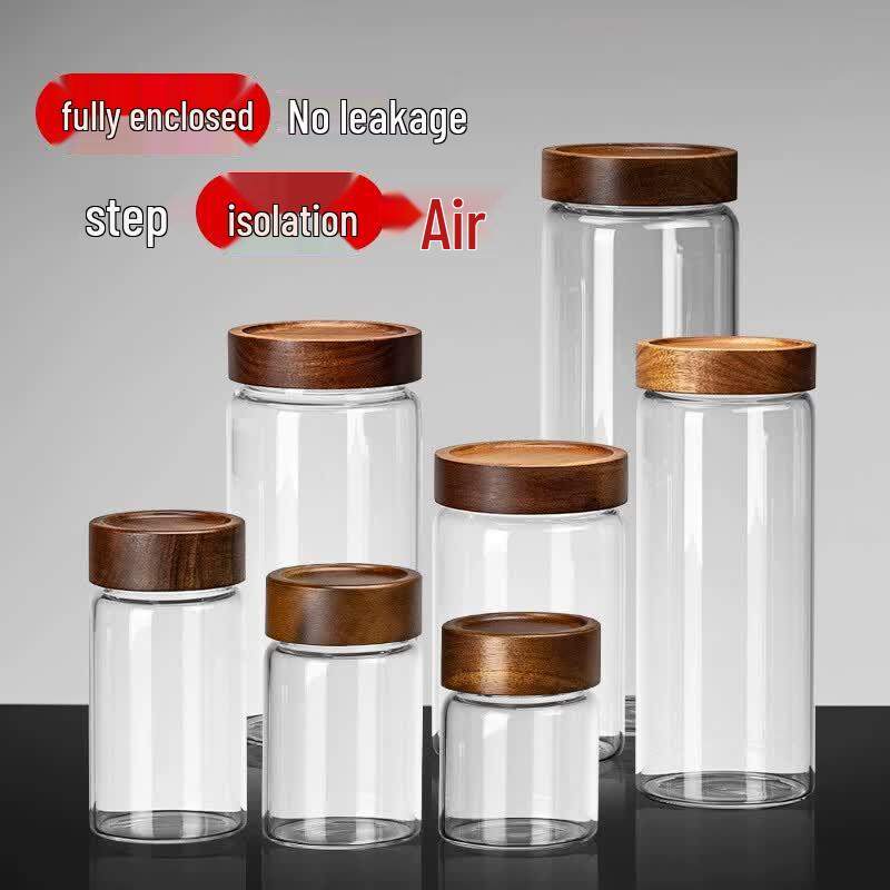 Hengming Taihe Glass Food Storage Jar with Wooden Lid