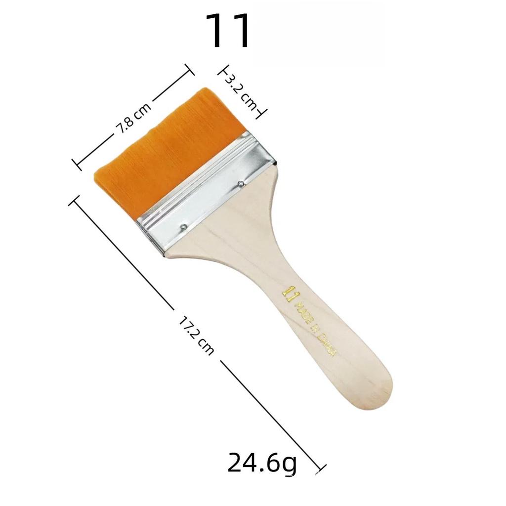 10 Pcs Yellow Nylon Flat Brush Oil Painting Nylon Brush Art Brush Wooden Oil Painting Brush Flat Brush