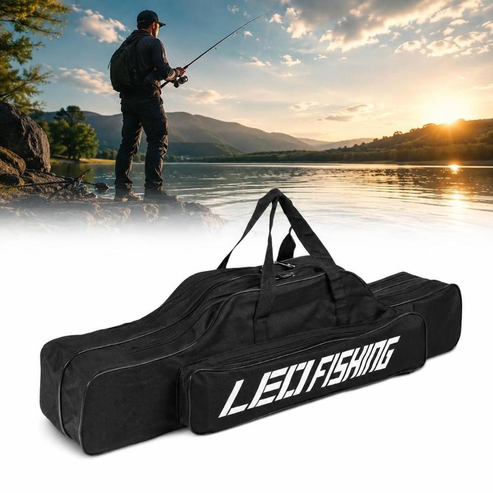 Double Layered Fishing Rod Bag Foldable Fishing Rod Case Portable Fishing Pole Bag Outdoor Fishing