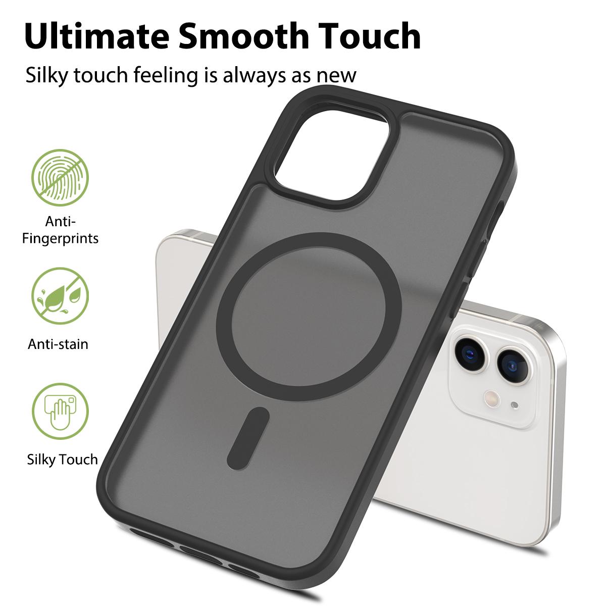 

For iPhone 12 Pro/12 Case Compatible with MagSafe TPU Frame Acrylic Back Phone Cover Skin Touch Pink