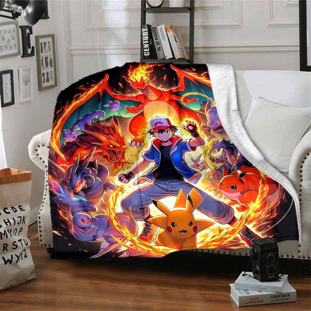 1pc , Charizard Flannel Blanket [Cozy Throw Blanket] For Sofa, Bed, Travel, Camping, Livingroom, Office, Couch, Chair, And Bed