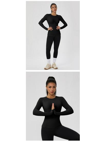 European & American Autumn/Winter Long Sleeve Yoga Top - High Elastic, Quick-Dry, Bare Feel, Round Neck Fitness T-Shirt
