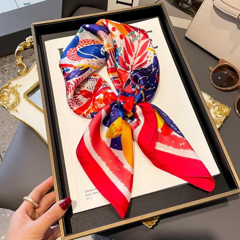 High-end large square scarf silk scarf women's new versatile neck summer thin bag head mother scarf with shawl